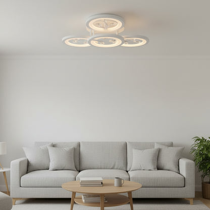 Lustra LED cu telecomanda si cristal DAISY 53W, 4 Elemente, lumina Rece/Calda/Neutra, Dimabila, Alb Lustre LED cu Telecomanda Default Title Alessandro Design