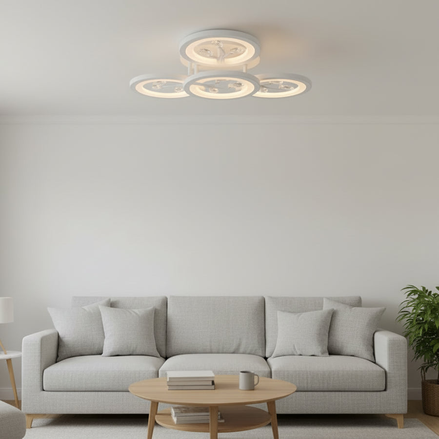 Lustra LED cu telecomanda si cristal DAISY 53W, 4 Elemente, lumina Rece/Calda/Neutra, Dimabila, Alb Lustre LED cu Telecomanda Default Title Alessandro Design