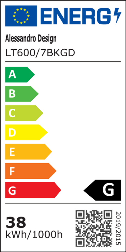 Lustra LED cu telecomanda si cristal GUIDA 38W, 6 Elemente, lumina Rece/Calda/Neutra, Dimabila, Negru Auriu