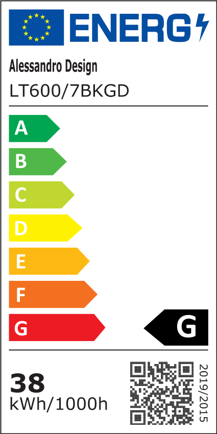 Lustra LED cu telecomanda si cristal GUIDA 38W, 6 Elemente, lumina Rece/Calda/Neutra, Dimabila, Negru Auriu