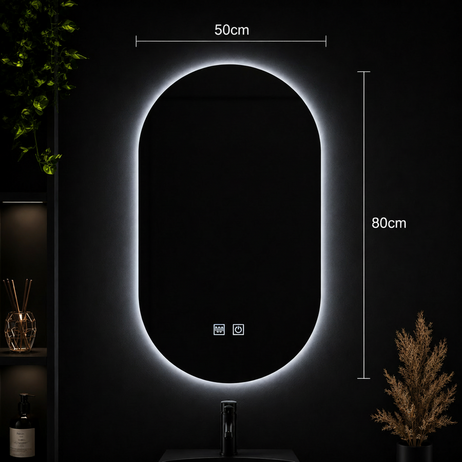 Oglinda LED Ovala, 50X80cm, E14S/50X80, Touch, Sistem Dezaburire