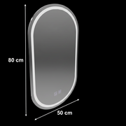 Oglinda LED Ovala 50X80cm, Velara Touch, Sistem Dezaburire, Dimabila, Lumina Rece 6000K