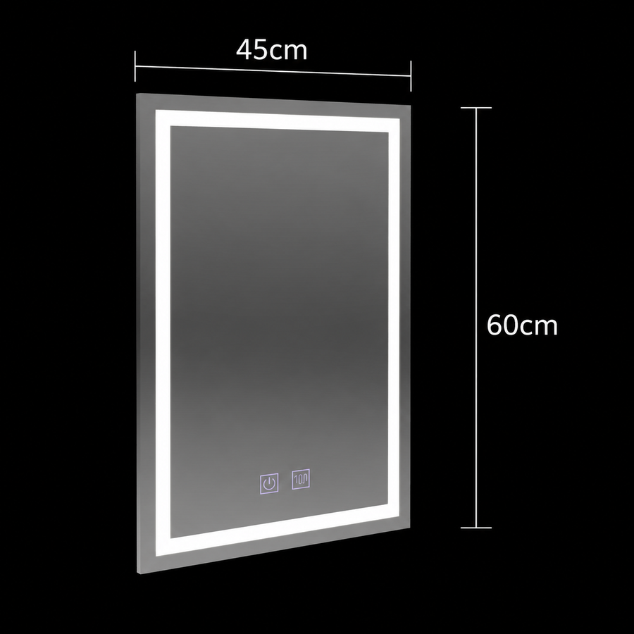 Oglinda LED Rectangulara, 45x60cm, RADIANTE Touch, Sistem Dezaburire, Dimabila