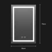 Oglinda LED Rectangulara, 50x70cm, RADIANTE Touch, Lumina Rece, Sistem Dezaburire, Dimabila