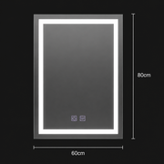 Oglinda LED Rectangulara, 60x80cm, RADIANTE Touch, Lumina Rece, Sistem Dezaburire, Dimabila