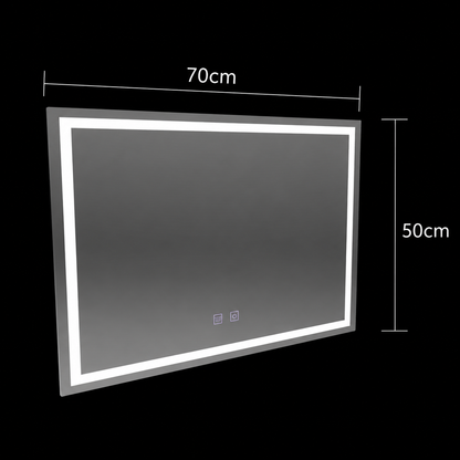 Oglinda LED Rectangulara, 70x50cm, RADIANTE Touch , Sistem Dezaburire, Dimabila