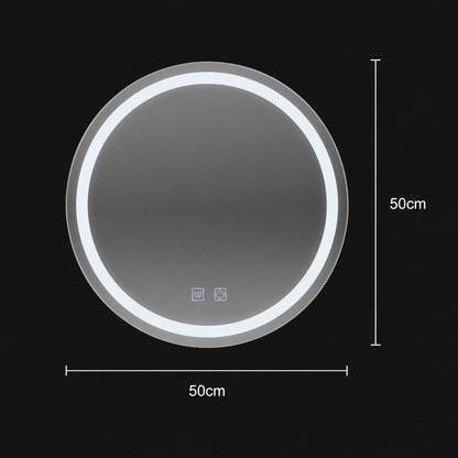 Oglinda LED Rotunda 50cm Lucea Touch Sistem Lumina Rece Dezaburire