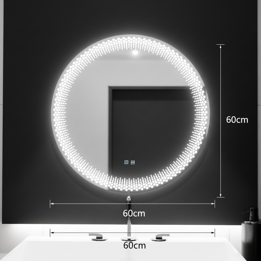 Oglinda LED Rotunda 60cm,  Stellaire Touch, Sistem Dezaburire, Dimabila