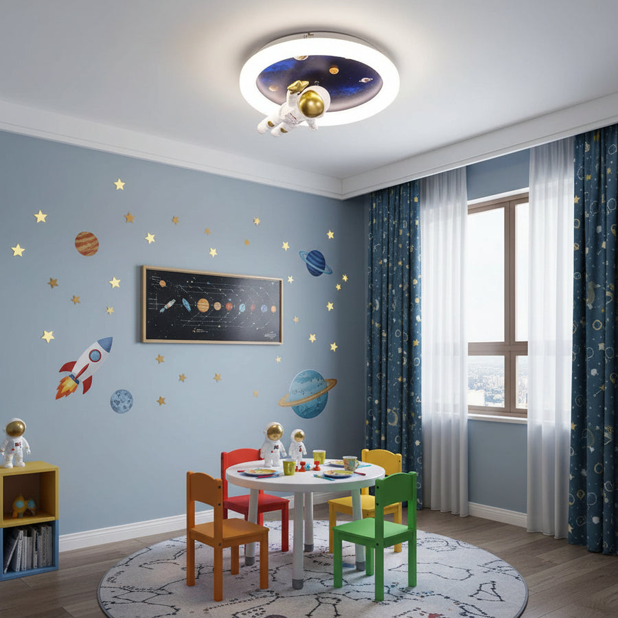Lustra LED ASTRONAUT cu telecomanda, 51W, lumina Rece/Calda/Neutra, Alb Albastru