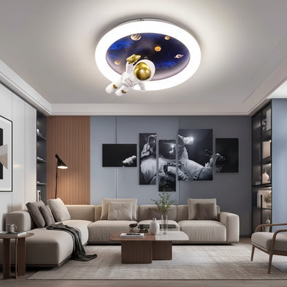 Lustra LED ASTRONAUT cu telecomanda, 51W, lumina Rece/Calda/Neutra, Alb Albastru