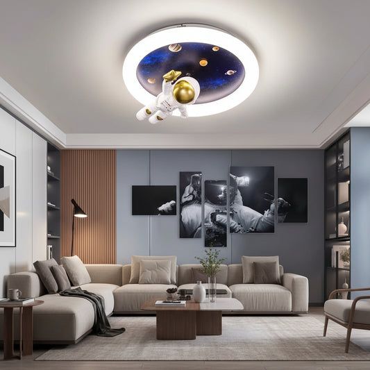 Lustra LED ASTRONAUT cu telecomanda, 51W, lumina Rece/Calda/Neutra, Alb Albastru