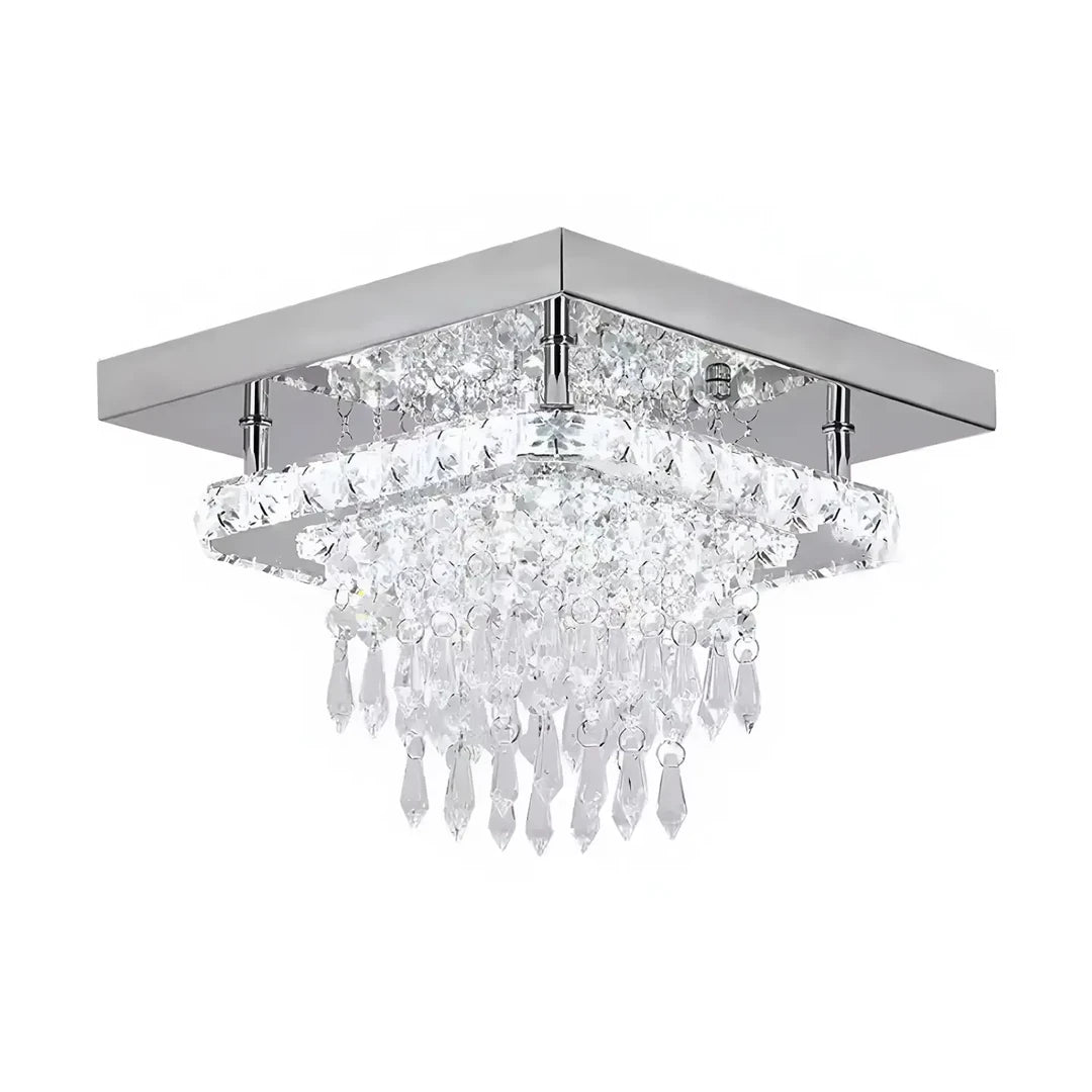 Candelabru LED Alberico Patrat, 17W, Lumina Rece/Calda/Neutra, Cristal, Crom Lucios Candelabre Moderne Default Title Alessandro Design