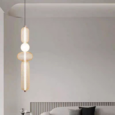 Lustra LED Suspendata LM551/4GD, 23W, Lumina 3000/4000/6000K, Auriu, Inaltime Reglabila