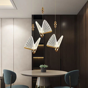 Lustră Suspendată LED Acril Butterfly 9W, Lumina Calda/Neutra/Rece 3000K/4000K/6000K, Auriu, Metal și Acril, Inaltime Reglabila Lustre LED Default Title Alessandro Design