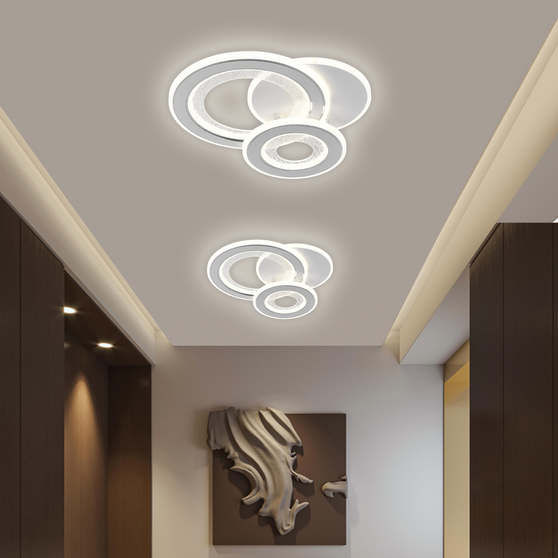 Lustra LED 53W, 3 Cercuri, lumina Rece/Calda/Neutra, Alb Lustre LED Default Title Alessandro Design