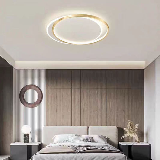 Lustra LED cu telecomanda SOLARA 51W, 2 Cercuri, lumina Rece/Calda/Neutra, Dimabila, Auriu Alb Lustre LED cu Telecomanda Default Title Alessandro Design