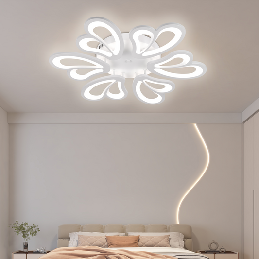Lustra LED cu telecomanda BLOSSOM 78W, 6 Petale, Diametru 60cm, lumina Rece/Calda/Neutra, Dimabila, Alb Lustre LED cu Telecomanda Default Title Alessandro Design