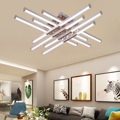 Lustra LED cu Telecomanda Axial, 98W, 8 Elemente, Lumina Rece/Clada/Neutra, Dimabila, Alb