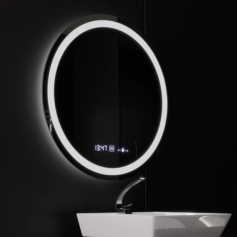 Oglinda LED Rotunda, Diametru 50cm, Celeste MotionGlow Marcello, Sistem Dezaburire, Ceas & Termometru, Dimabila, Lumina Calda Neutra Rece 3000K/4000K/6000K Oglinzi Marcello Default Title Alessandro Design