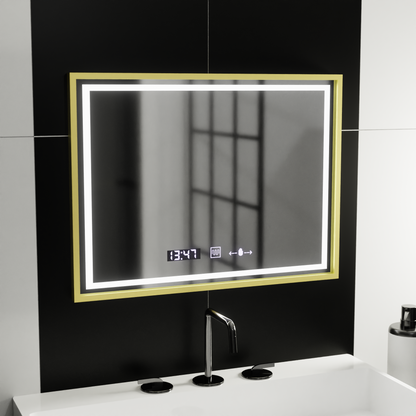 Oglinda LED Rectangulara, 80x60cm, Verite Royale Gold MotionGlow Marcello, Sistem Dezaburire, Ceas & Termometru, Dimabila Oglinzi Marcello Default Title Alessandro Design