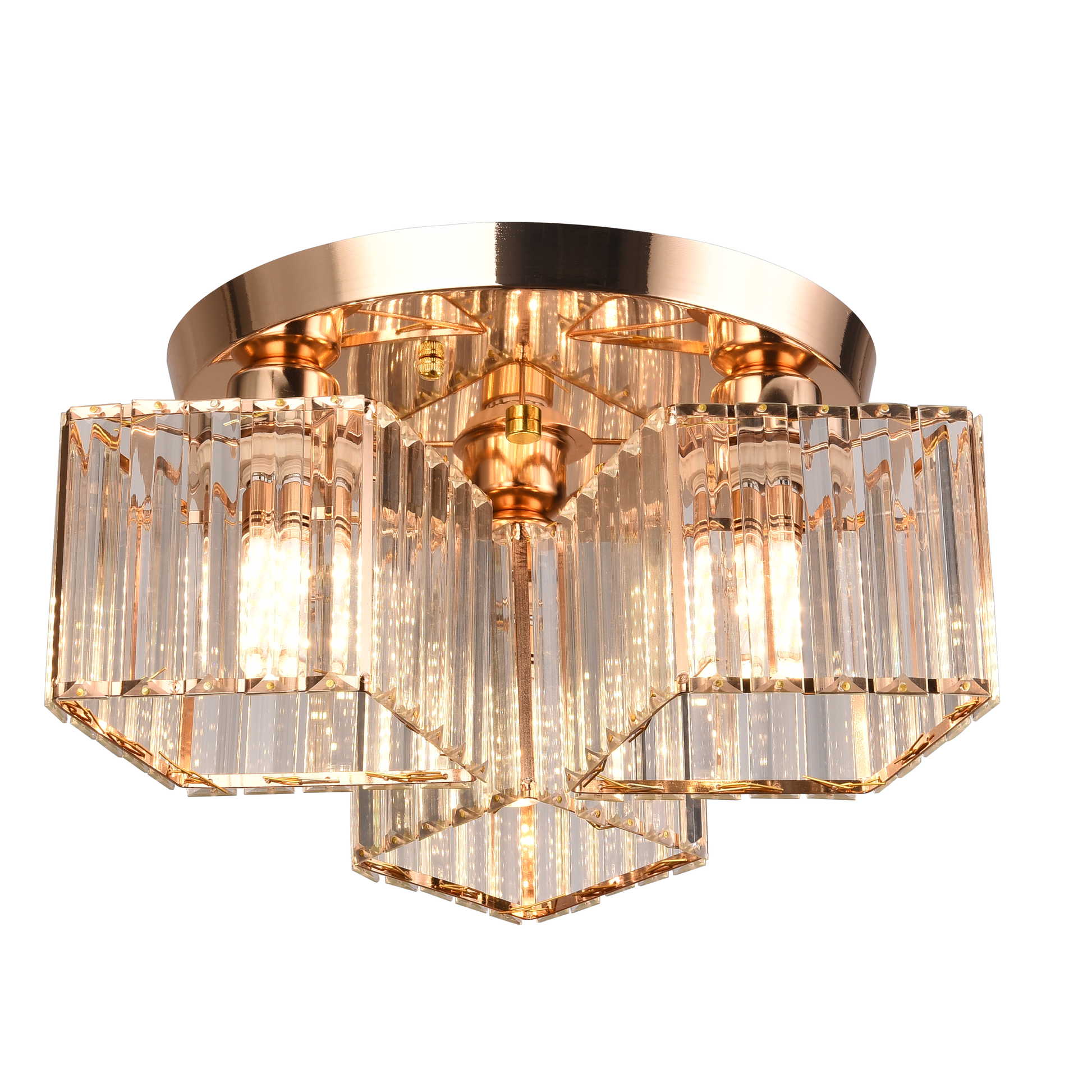 Lustra Clasica Moderna Sasha, LC117/3GD, 3x E27, Metal si Cristal, Auriu, Abajur Lustre Clasice Default Title Alessandro Design
