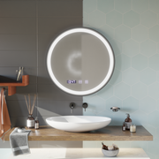 Oglinda LED Touch NOVARA Sistem Dezaburire, Ceas si Temperatura 90 cm Rama Negru Brushed Oglinzi Korman S Default Title Alessandro Design