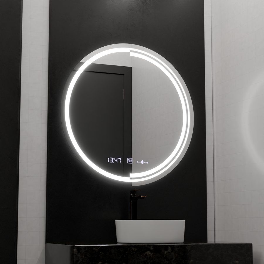 Oglinda LED Rotunda, 60cm, Senzor MotionGlow Consuel Marcello, Sistem Dezaburire, Ceas & Termometru, Dimabila Oglinzi Marcello Default Title Alessandro Design