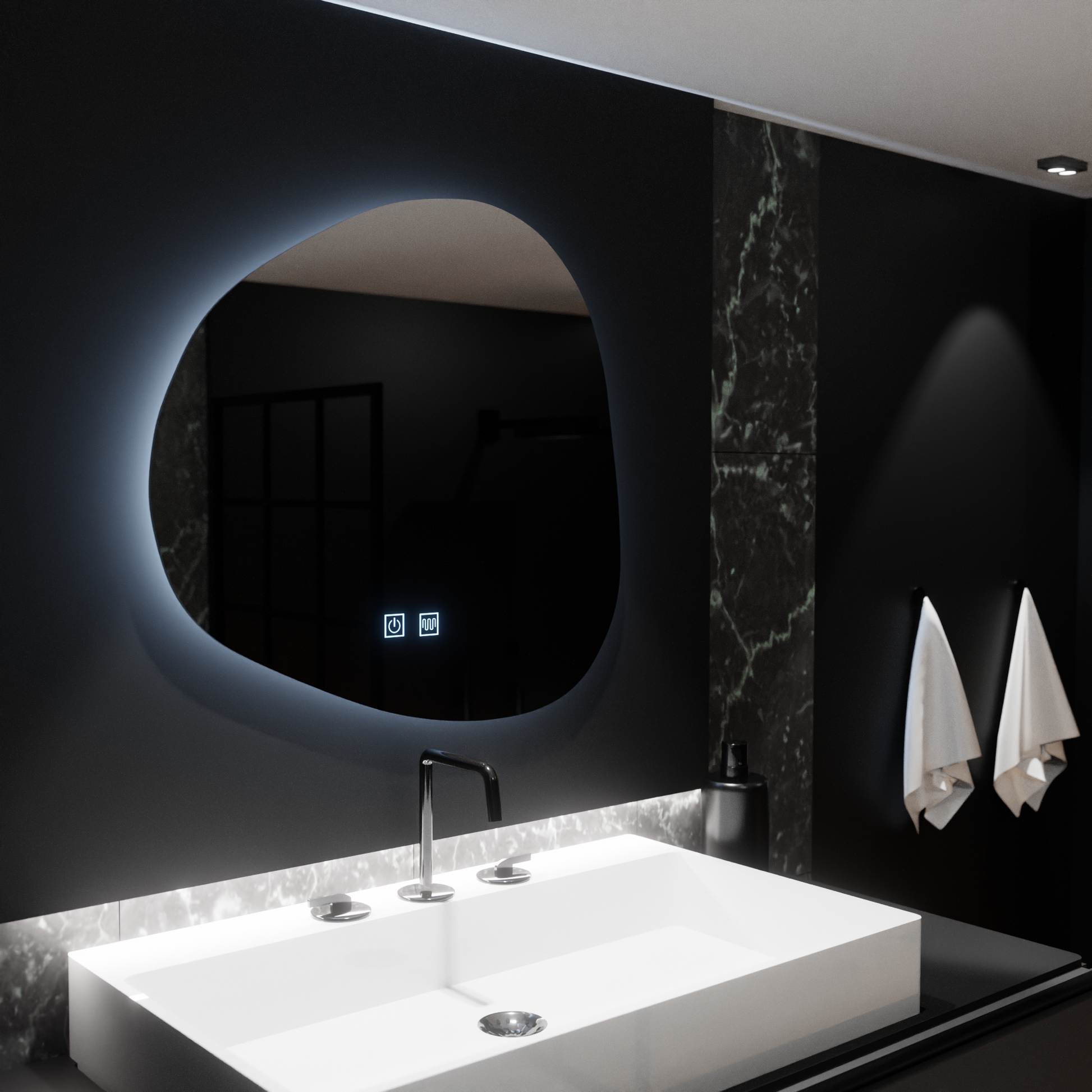 Oglinda LED Organica 60x60cm, Duna Touch, Sistem Dezaburire, Dimabila Oglinzi Korman E Default Title Alessandro Design