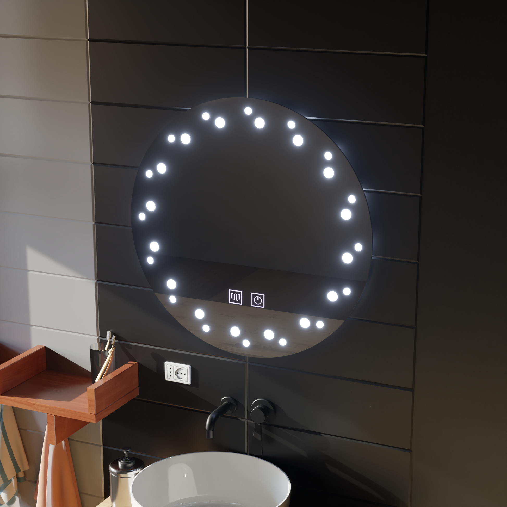 Oglinda LED Touch Ivory Sistem Dezaburire 50X50cm Oglinzi Korman E Default Title Alessandro Design