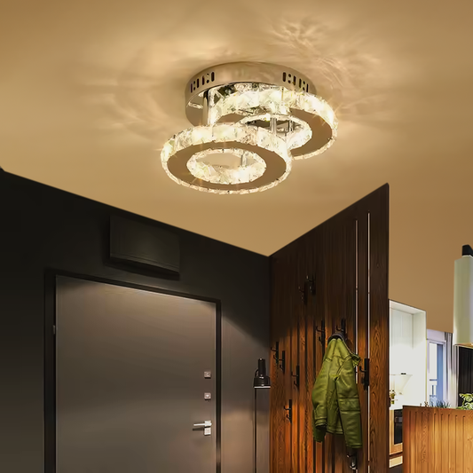 Lustra LED cu cristal ROYALO ROTONDA 26W, 2 Cercuri, lumina Rece/Calda/Neutra, Crom Lucios Lustre LED Default Title Alessandro Design