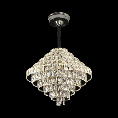 Candelabru Cristal Opal cu telecomanda, 110W, Diametru 35 cm, 3000K/4000/6000K, Crom Lucios, Inaltime Reglabila