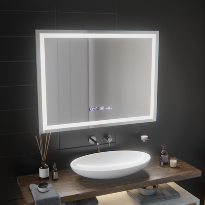 Oglinda LED Rectangulara, 100x75cm, Verite MotionGlow Marcello, Sistem Dezaburire, Ceas & Termometru, Dimabila Oglinzi Marcello Default Title Alessandro Design
