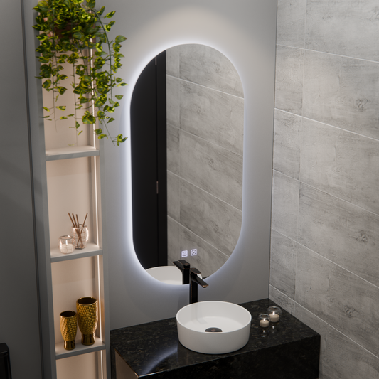 Oglinda LED Ovala, 50x100cm, Velara Touch, Sistem Dezaburire, Dimabila
