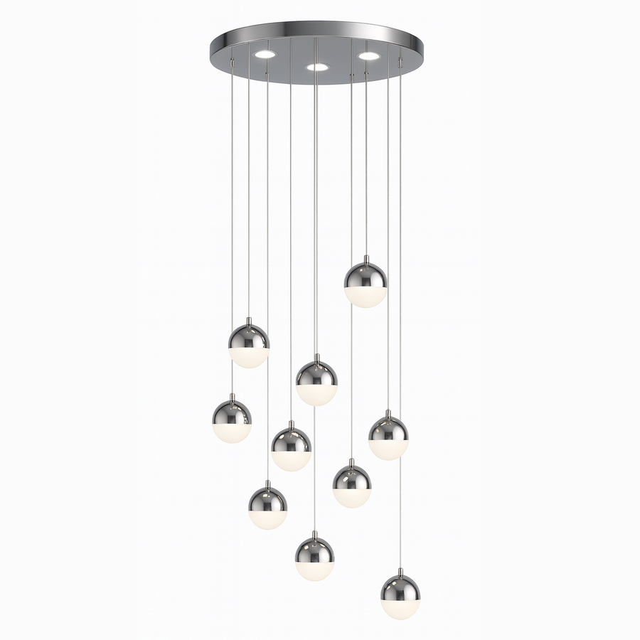 Lustra LED suspendata cu telecomanda JEREMIAS 132W, 10 Elemente, lumina Rece/Calda/Neutra, Dimabila, Argintiu Lustre Moderne Default Title Alessandro Design
