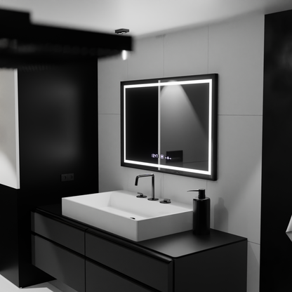 Oglinda LED Rectangulara, 120x80cm, Verite Majeste Noir Motion Glow Marcello, Sistem Dezaburire, Ceas & Termometru, Dimabila Oglinzi Marcello Default Title Alessandro Design