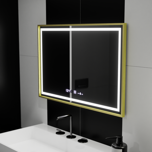 Oglinda LED Rectangulara, 120x80cm, Verite Royale Gold MotionGlow Marcello, Sistem Dezaburire, Ceas & Termometru, Dimabila Oglinzi Marcello Default Title Alessandro Design