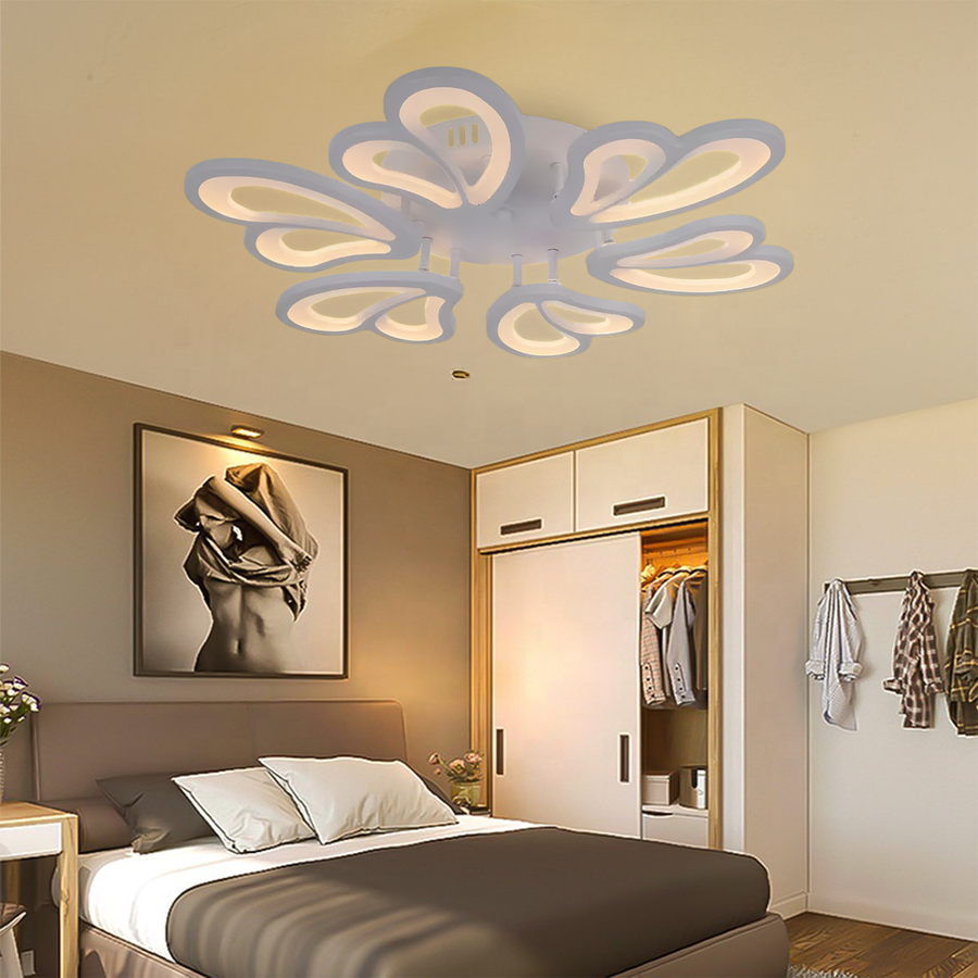 Lustra LED cu telecomanda BLOSSOM 78W, 6 Petale, Diametru 60cm, lumina Rece/Calda/Neutra, Dimabila, Alb Lustre LED cu Telecomanda Default Title Alessandro Design