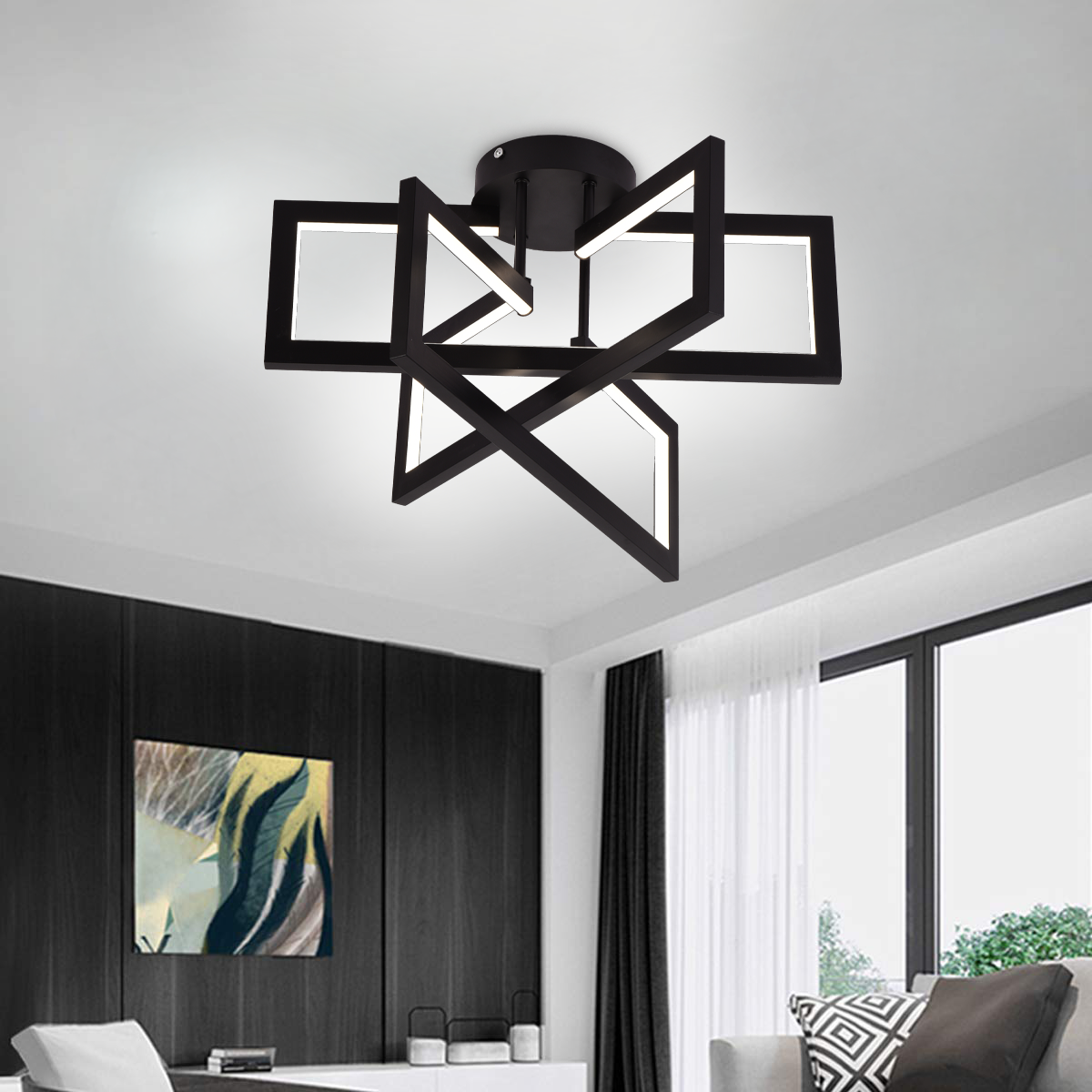 Lustra LED cu telecomanda 72W, 3 Elemente, lumina Rece/Calda/Neutra, Dimabila, Negru, LT750/3BK Lustre LED cu Telecomanda Default Title Alessandro Design