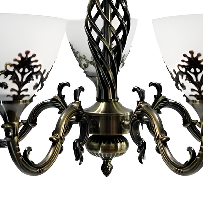 Lustra Rustic COTTAGE, 5XE27, Bronz Antichizat, Metal si Sticla Candelabre Clasice Default Title Alessandro Design