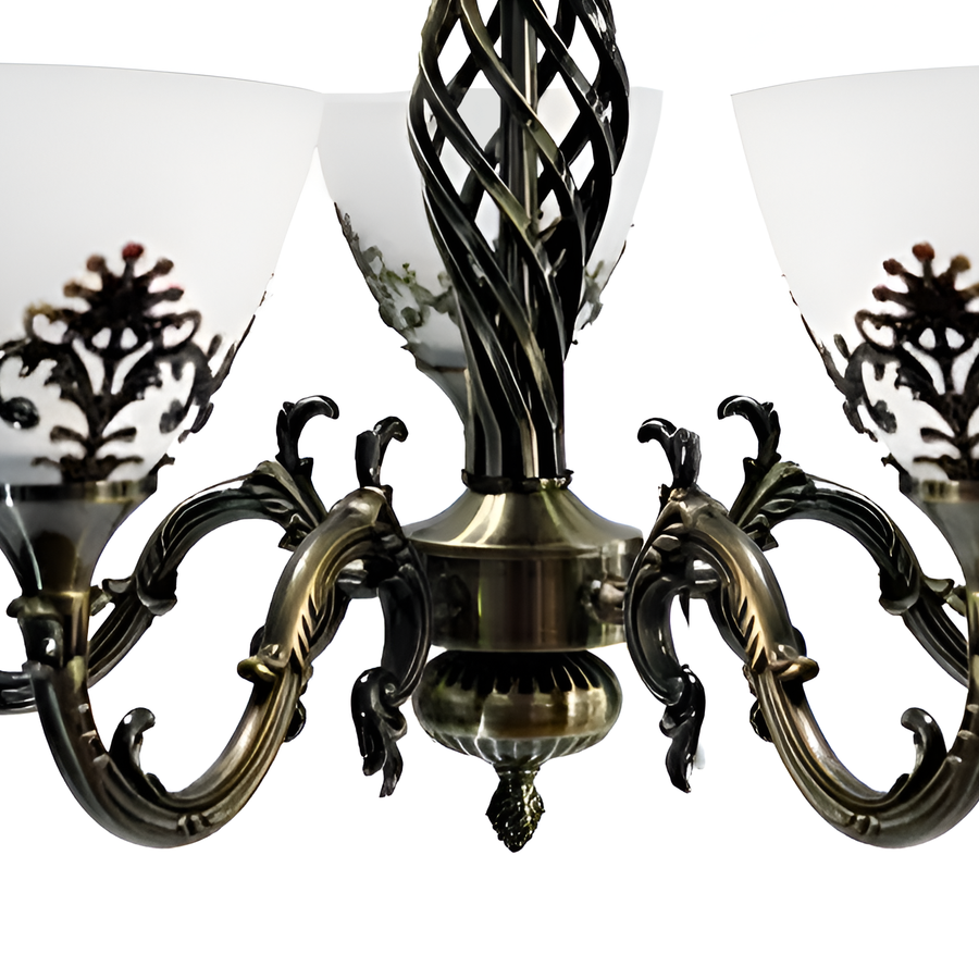 Lustra Rustic COTTAGE, 5XE27, Bronz Antichizat, Metal si Sticla Candelabre Clasice Default Title Alessandro Design