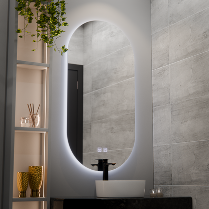 Oglinda LED Ovala, 50x100cm, Velara Touch, Sistem Dezaburire, Dimabila