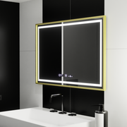 Oglinda LED Rectangulara, 100x65cm, Verite Royale Gold Motion Glow Marcello, Sistem Dezaburire, Ceas & Termometru, Dimabila Oglinzi Marcello Default Title Alessandro Design