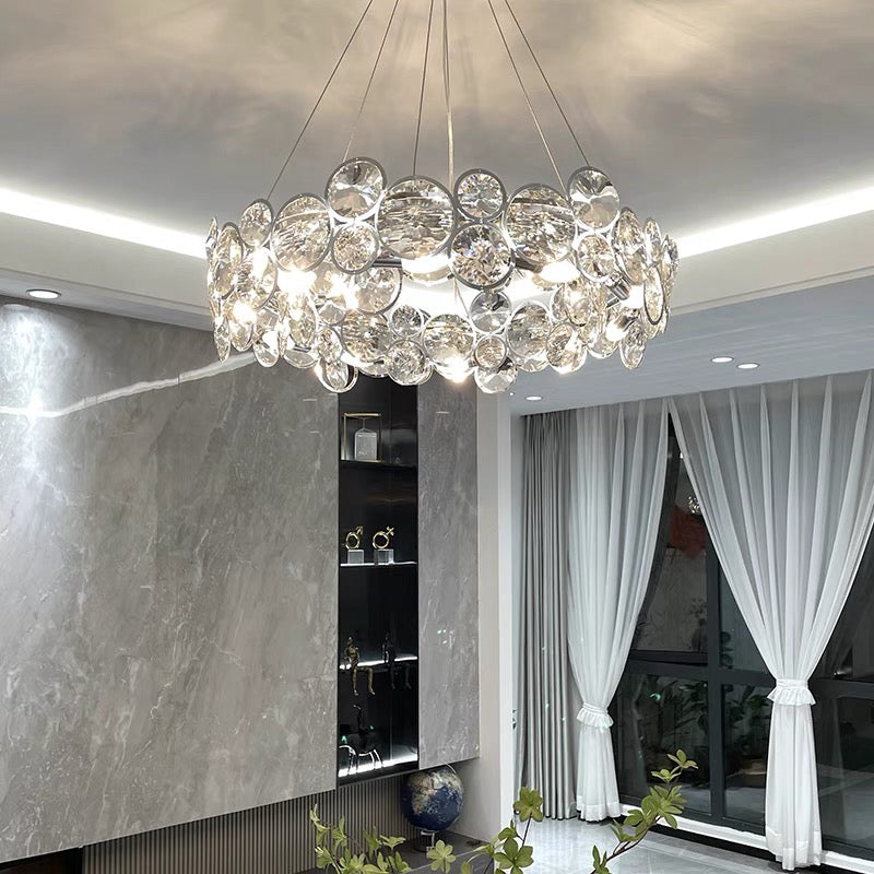 Candelabru Cristal Angelica 6XE14 Argintiu, Diametru 49cm, Inaltime Reglabila Candelabre Moderne Default Title Alessandro Design