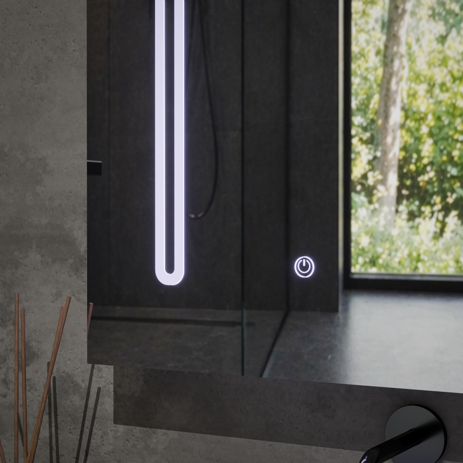 Oglinda LED cu Dulap PLANO 80x70 cm Alb Senzor Touch si Depozitare Oglinzi Dulap Default Title Alessandro Design