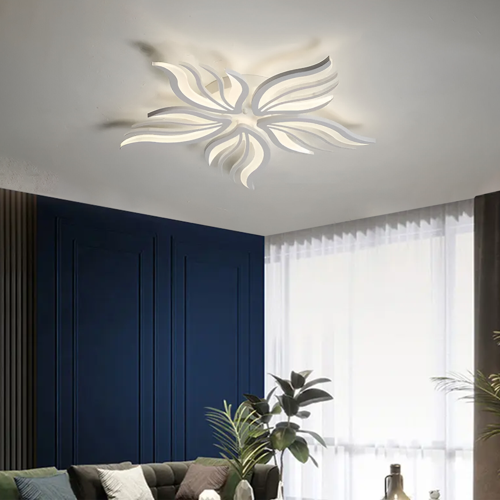 Lustra LED cu telecomanda SAKURA 62W, 5 Petale, lumina Rece/Calda/Neutra, Dimabila, Alb Lustre LED cu Telecomanda Default Title Alessandro Design