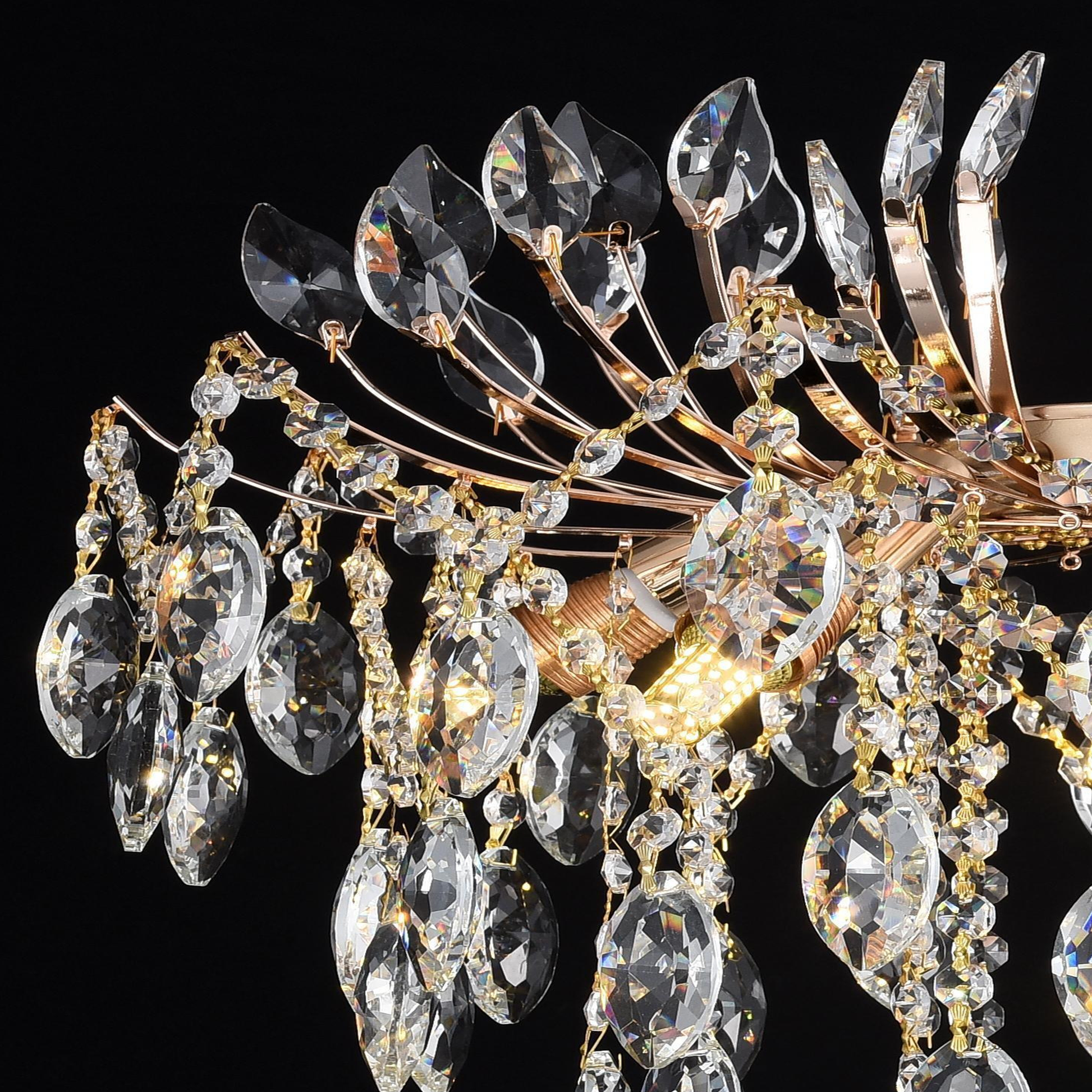 Candelabru Cristal PALERMO Eleganza 5xE14, Diametru 50cm, Auriu Candelabre Cristal Default Title Alessandro Design