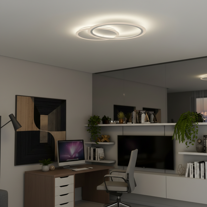 Lustra LED cu telecomanda LUCY 27W, 2 Cercuri, lumina Rece/Calda/Neutra, Dimabila, Alb Lustre LED cu Telecomanda Default Title Alessandro Design