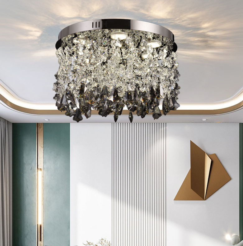 Candelabru LED Cristal LLC212/550BU Rotund, 29W, Lumina Rece/Calda/Neutra, Cristale, Crom Lucios Candelabre Cristal Default Title Alessandro Design