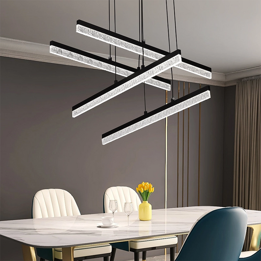 Lustra LED Suspendata cu Telecomanda STRATA, 4 elemente, 54W, Lumina 3000/4000/6000K, Negru, Inaltime Reglabila