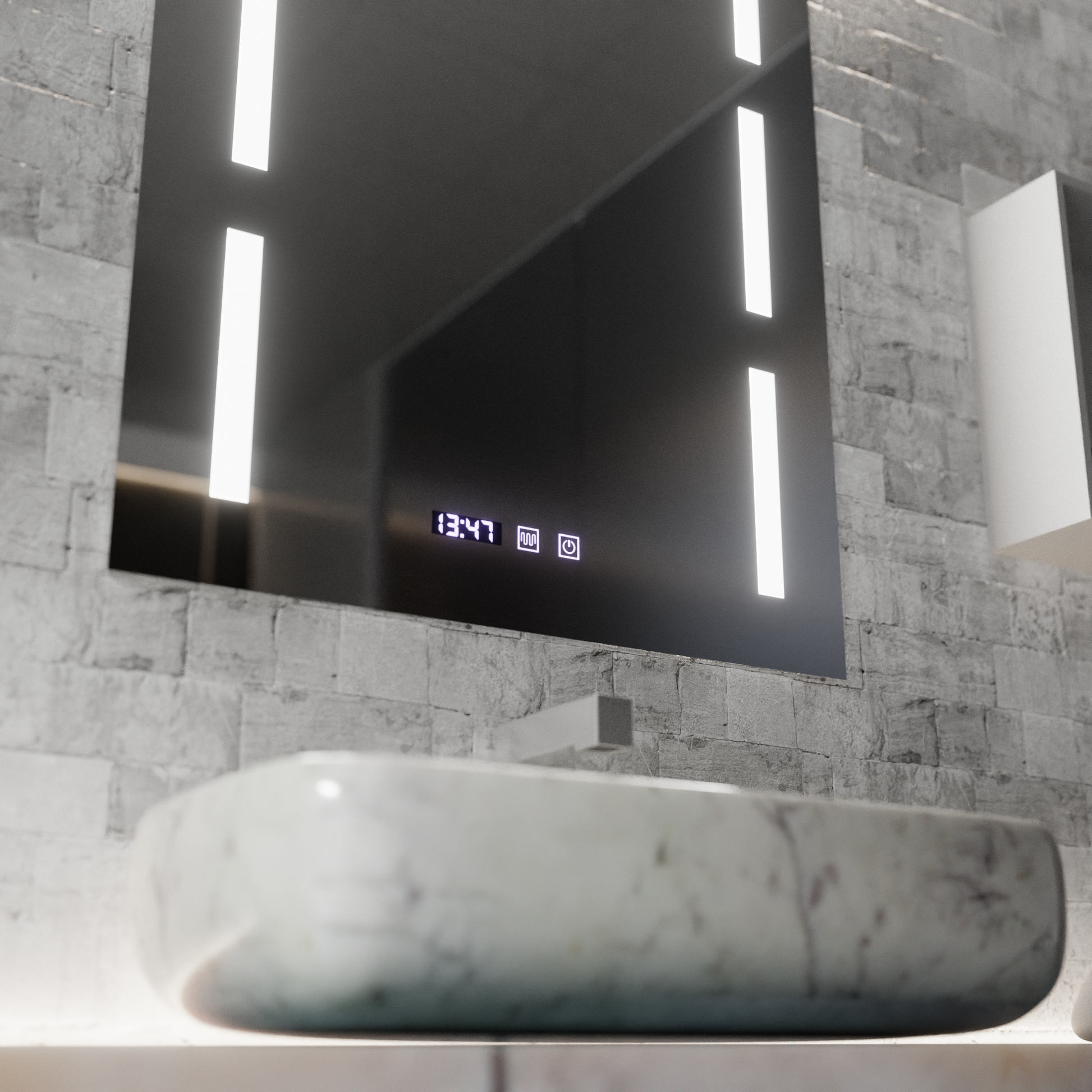 Oglinda LED Touch Erich S86/60X80 Sistem Dezaburire, Ceas si Temperatura 60x80 cm Oglinzi Korman S Default Title Alessandro Design